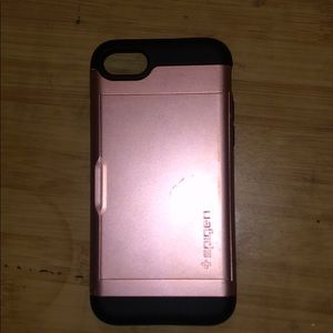 rose gold phone case with pocket for $, cards, etc